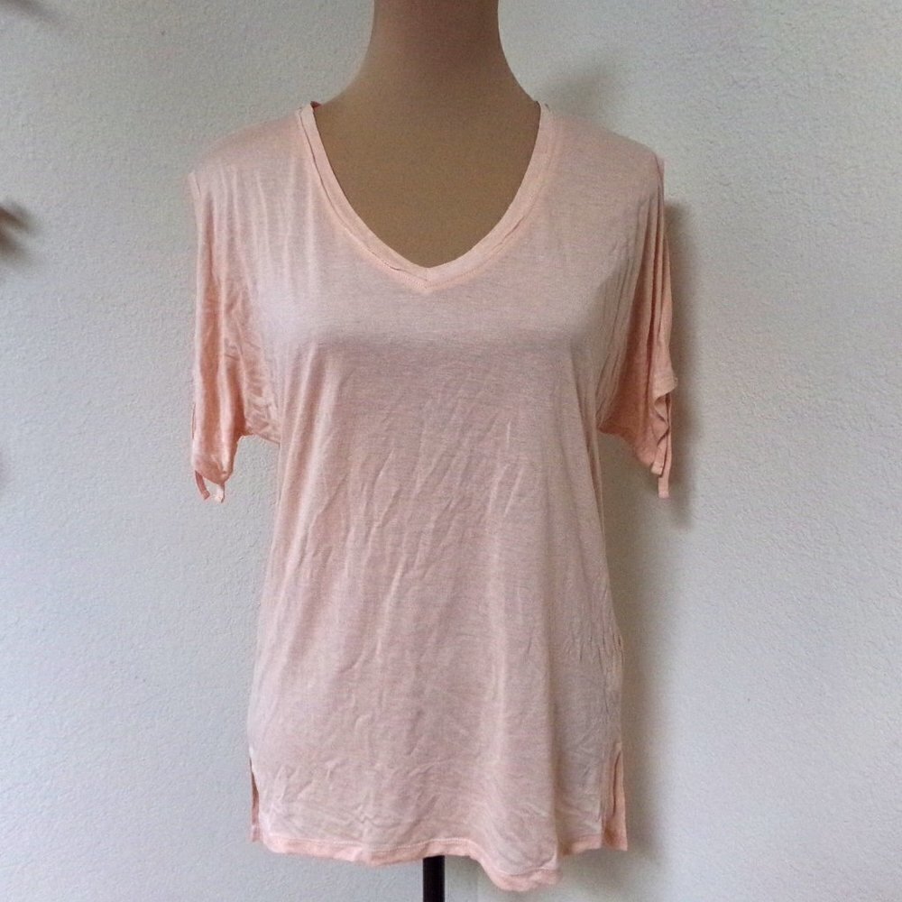 All Saints Pink Kay Tie Sleeve Tee